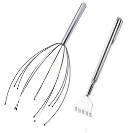 Telescopic Back Scratcher Kit ,Portable Scalp Head Massager & SPA Telescopic Extendable Back Scratcher in Office and Home (Silver)