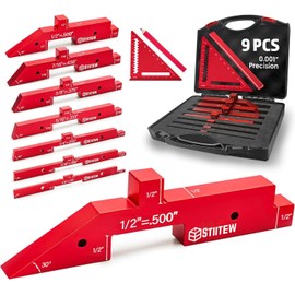 Setup Blocks Woodworking Tools with 0.001'' Accuracy – 8 PCS Aluminum Router Table Setup Bars, Height Gauge Block Set for Router Table & Table Saw Accessories, Precision Router Depth Gauge (Red)