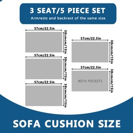 Armrest Covers, Couch Arm Covers Recliner Covers with Storage Pockets Armrest Protector Headrest Cover Armchair Slipcover for Recliner, Chair, Sofa (Color : #3, Size : 3 Seat/5 Piece Set)