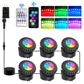 T-SUN Submersible Pond Light, Bluetooth APP Control LED Pond Light RGB Color Changing Underwater Pond Light Outdoor IP68 Waterproof Fish Tank Light Fountain Light for Pool Aquarium Tank (6 Head-RGB)