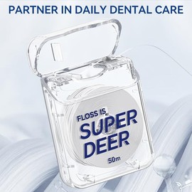 Hilo dental plano Super Deer, cinta de PTFE con sabor a menta, resistente a desgarros, se expande y estira para una limpieza profunda, suave con las encías, elimina la placa y se desliza suave