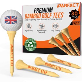 ParFact Golf Tees Bamboo 30pcs – Wooden Golf Tees 83mm | Biodegradable Golf Tees Wooden with Height Markings & Covered Top | Wooden Tees Golf for Beginners & Pros | Durable Wooden Tees (Natural)