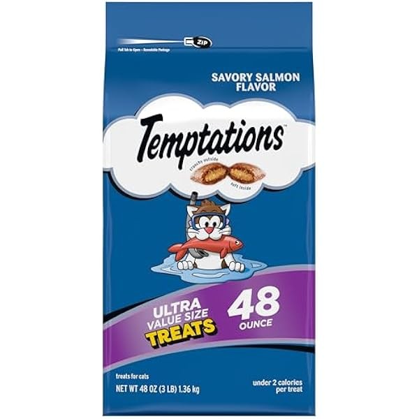 Temptations Classic Crunchy and Soft Cat Treats Savory Salmon Flavor,