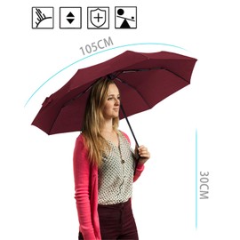 HW CASA Folding Umbrella Windproof, bordeaux