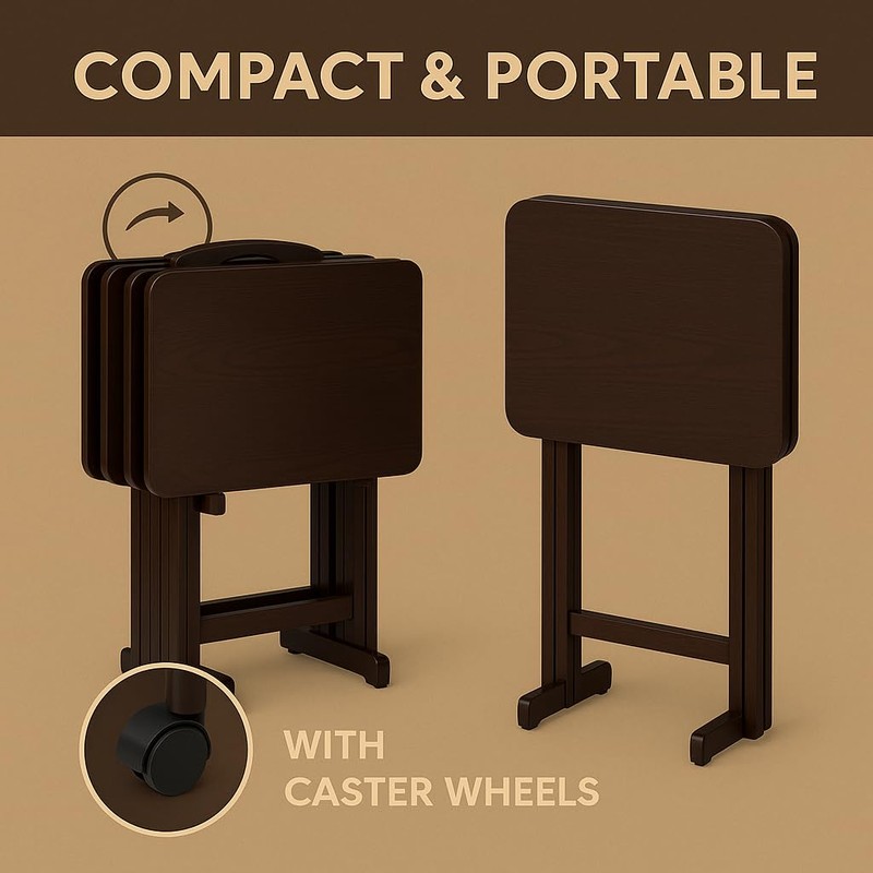 Ergode Folding TV Tray Set of 5 - Durable Small