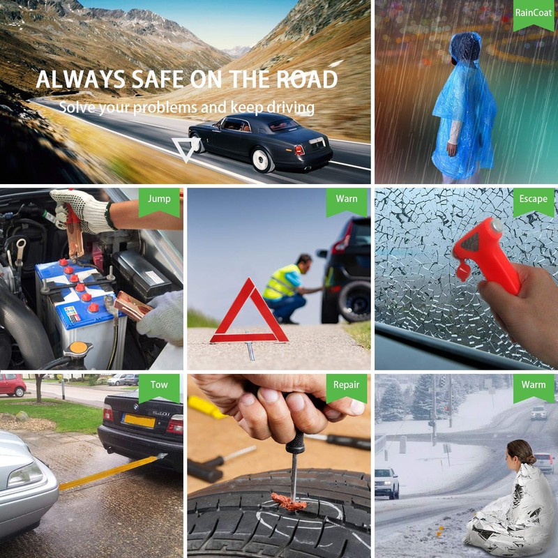 STDY Car Roadside Emergency Kit, Vehicle Truck Safety Road Side