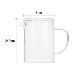 Glass Liquid Measuring Cup with Handle Lid, 350ml V-Shaped Spout Borosilicate Microwave Safe Kitchen or Restaurant Accessories Measurement Cup, Easy Measure Liquid Powder Milk Cups for Cooking Baking