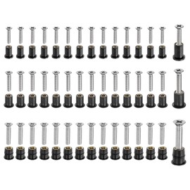 sourcing map 45 Pairs M4 M5 M6 Neoprene Well Nuts with Stainless Steel Screw, Rubber Well Nuts Kit Brass Copper Bolt, Universal Motorcycle Fasteners for Kayak Boat Windscreen