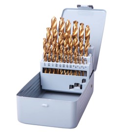 VALYRIANTOOL 29PCS Titanium Drill Bit Set HSS Jobber Length Twist Drill Bits, Premium 4341 High Speed Steel Drill for Drilling on Mild Steel, Copper, Aluminum 1/16"-1/2" Inch (1/16"-1/2"(29PCS))