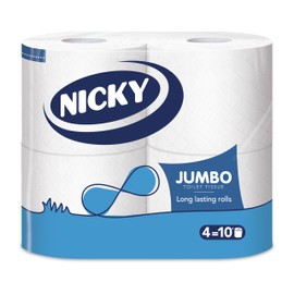 Nicky Jumbo Toilet Tissue - 4 Rolls, 2-ply Sheets, 500 Sheets per Roll