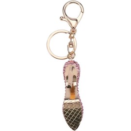 ZJchao - Llavero con cadena de aleación, diamantes de imitación, bolso de mano, llavero, decoración de llavero, clip organizador para niñas y mujeres, de pareja (forma de tacón alto