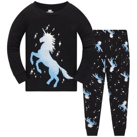 Colobe Boys Pyjamas Astronaut Shark Square Long Sleeve Two Piece Pyjamas Kids Cotton Pyjamas Set Winter Christmas Sleepwear Size 1-12 Years, Unicorn