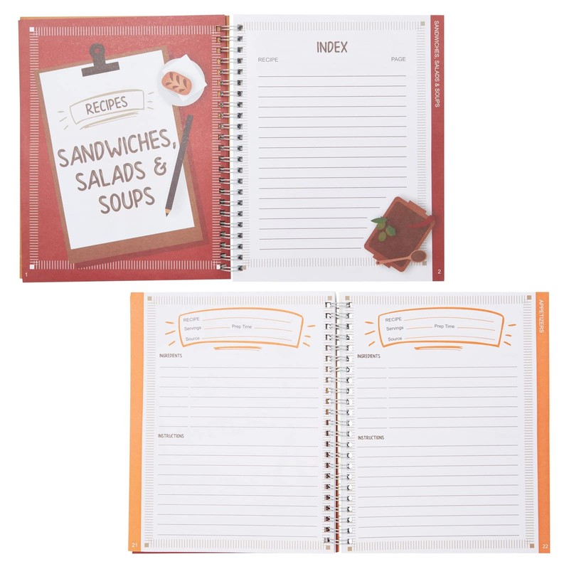 Pipilo Press Blank Family Cookbook Recipe Binder - 6.5 x