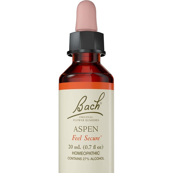 Bach Original Flower Remedies, Aspen for Apprehension and Security, Natural Homeopathic Flower Essence, Emotional Wellness and Stress Relief, Vegan, 20mL Dropper