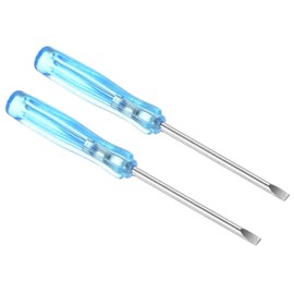 TOP-VIGOR 2pcs Mini Slotted Screwdriver 2mm Flat Head 65mm Length, Small Precision Screwdrivers with Non-Slip Handle for Electronics, Glasses, Watch, Computer and Small Appliance Repair