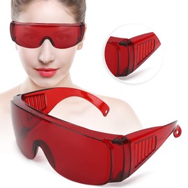 Garosa Gafas láser Gafas de seguridad Accesorio industrial Gafas protectoras Luz roja Longitud de onda 650 Luz azul 445 Luz azul púrpura 405 nm para filtro de luz(rojo)