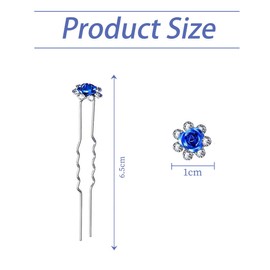 40 Pieces U Shaped Hair Pins Bridal Rose Hair Pins Diamonte Flower Hair Clips Hair Accessories for Bride Wedding Women and Girls (Royal Blue)