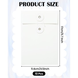 EORTA 10 PCS Kraft Paper Envelopes Vintage Envelope Pockets with Button and String Closure for Mail Postcard Bills Invitation, Brown, 4.5x6.7Inch, White
