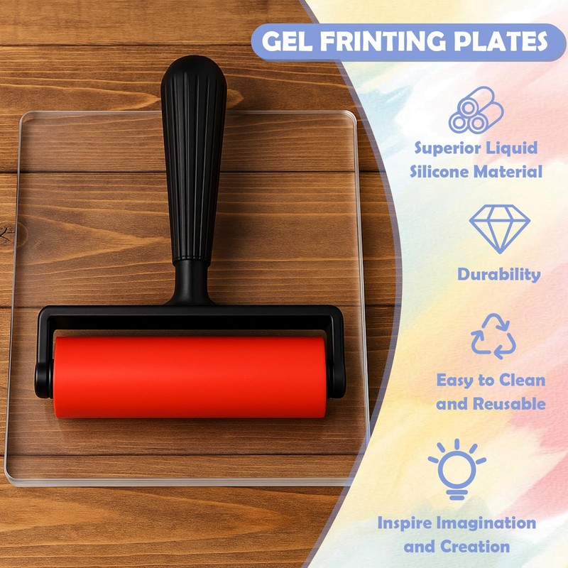 DINGSEN Gel Printing Pad with Brush - Reusable Gel Plate