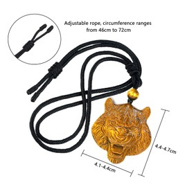 KYEYGWO Roaring Tiger Head Pendant Necklace for Men, Tiger's Eye Stone Crystal Necklaces Protection Amulet Animal Totem Jewellery Gifts