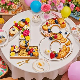 10" Charcuterie Numbers - Birthday Party Decorations Anniversary Decorations Perfect for Anniversary Birthday Party,Paperbord Serving Tray for Snack Food Candy Cake Cookies (White, 18)