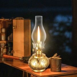 DNRVK Large Vintage Oil Lamp Color Glass Kerosene Lamp Lantern Classic Retro Oil Lamps for Indoor Use Decorative Hurricane Lamp Oil Lantern for Tabletop Decor Emergency Lighting