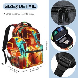 School Backpack for Boys Basketball Boys Backpack for Kids Children Teens Ages 6-18 Elementary Middle School Students Cool Ball Sport Bookbag Travel Back Pack