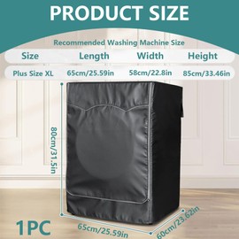 Washing Machine Cover, Washer Cover Sunscreen Dustproof Cover Waterproof Front Load Washer Protection Anti-aging Oxford Cloth Dryer Cover Washing Appliance Lid for Laundry Kitchen Home XL