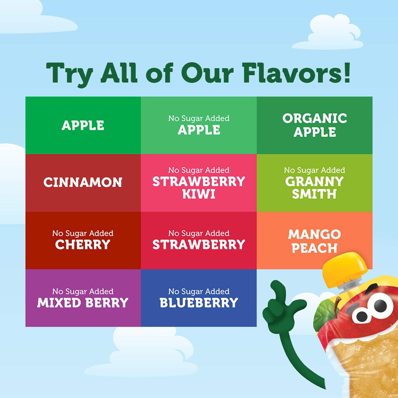 Mott's No Sugar Added Applesauce, 3.2 oz Clear Pouches, 4Count