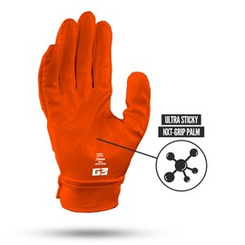 Nxtrnd G3 Pro Padded Football Gloves, Sticky Padded Receiver & Lineman Gloves (Orange, Small)