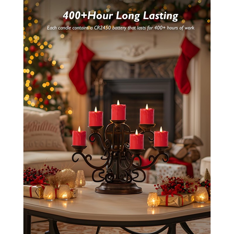 Homemory 6Pack 2" x 2" Red LED Votive Candles with