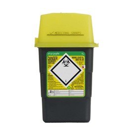Sharpsafe Sharpsafe 1 Litre 5th Generation Yellow /Grey -Sharps Bin Clinical Waste Disposal