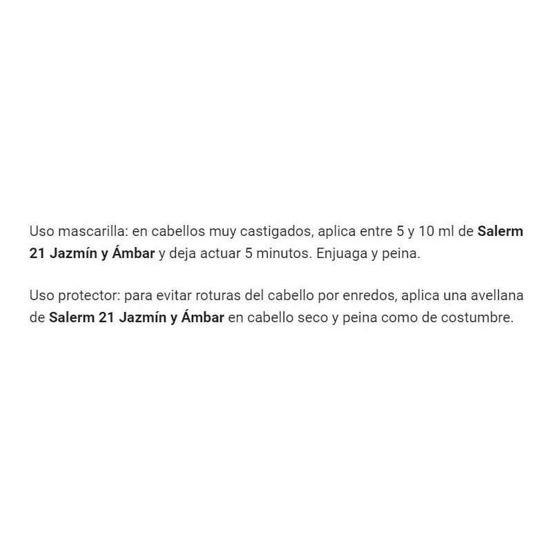 Salerm 21 Crema Intensiva Capilar Jazmin Y Ambar 200ml