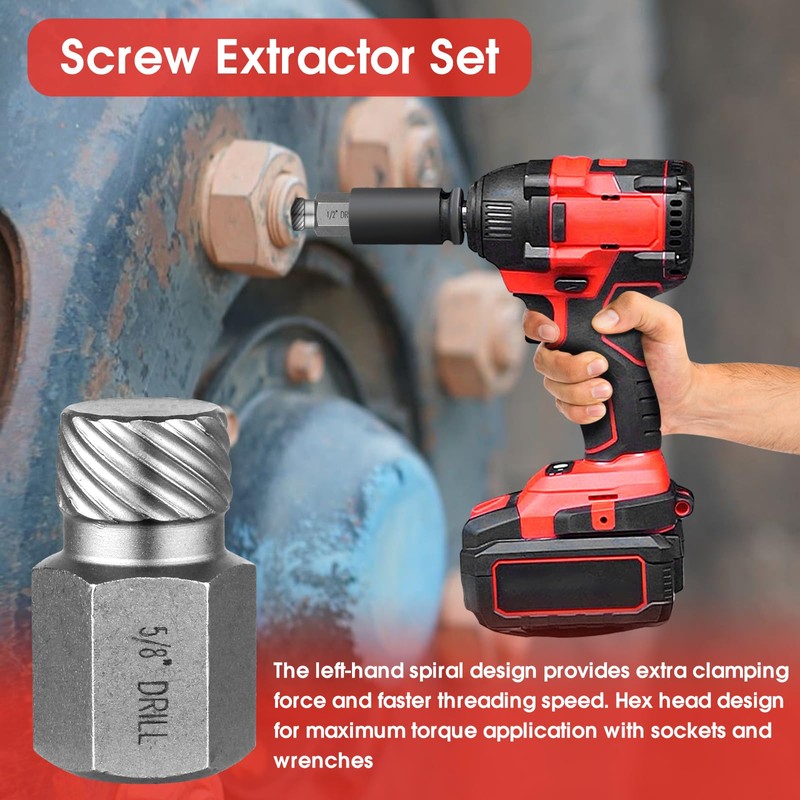 25-Piece Screw Extractor Set, Multi-spline Extractor Set Easy Out Bolt