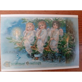 *CHRISTMAS* Postcard: Blue Angels Vintage Image~Reproduc