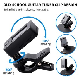JOYO Clip on Guitar Tuner for Ukulele, Violin, Mandolin, Guitar, Bass, Digital Electronic Chromatic Tuner (JT-01, Black, 4PCS)