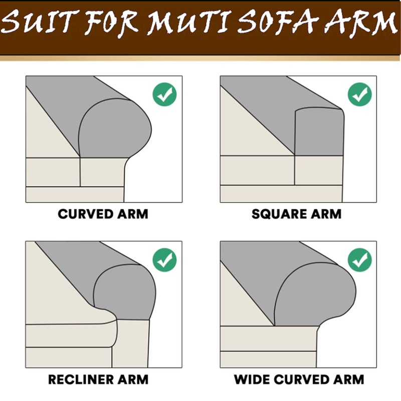 Stretch Armrest Covers Velvet Arm Covers for Chairs Couch Sofa