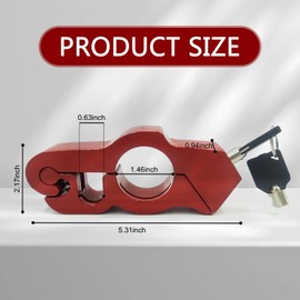 Arwrilt 1 PC Motorcycle Handlebar Lock, 5-5/16" x 2-3/16" x 15/16" Alloy Anti-Theft Throttle Lock, Adjustable Motorcycle Grip Brake Locking Replacement Accessories Fit for ATV Bike and More (Red)