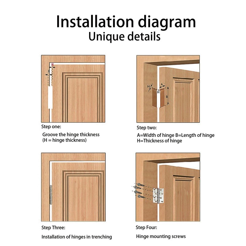Leliafleury 4Pcs Folding Door Hinges 50mm(2 inch) Stainless Steel Butt