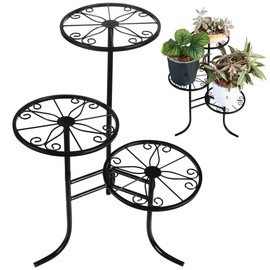3 Tier Plant Stand Indoor and Outdoor Tiered Metal Plant Stand Corner Plant Stands for Indoor Plants Multiple Plant Holder Plant Table Flower Stand Planter Stands for Multiple Plants, Black
