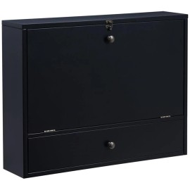 Southern Enterprises SEI Furniture Wooden Wall Mounted Laptop Desk in Black