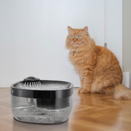 CNCEST 7L Cat Water Fountain, 5V 1000mA Pet Water Fountain, Cat Drinking Fountain with Filter Elements Noise 30dB for Kitchen, Bedroom, Balcony (Black)