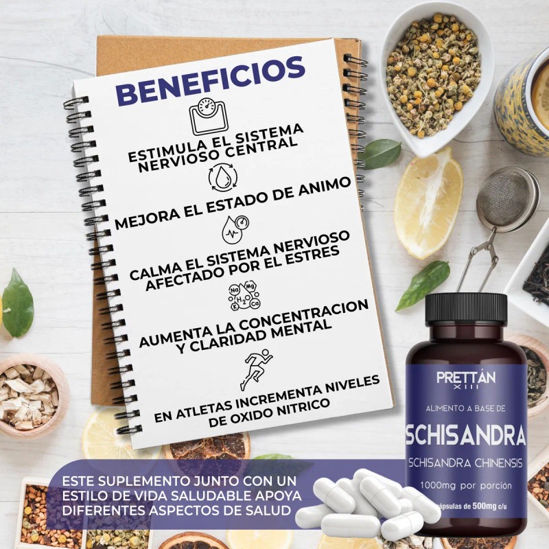 Suplemento Alimenticio Prettan Schisandra 500mg 60 Caps Sin Sabor