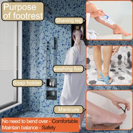 IKITRAEE Recessed Wall Soap Holder for Shower Niche,Shower Foot Rest for Shave Legs,Stainless Steel 304 Footrest，Matte Black,5.9 in x 4.8 in x 3.9 in