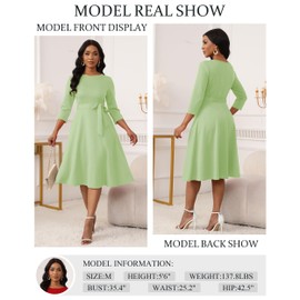 RUMIA Cocktail Dresses for Women 3/4 Sleeve Vintage Wedding Guest Dresses Tea Party Formal Dress Light Green S