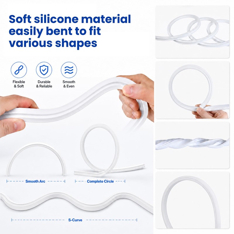 Silicone LED Channel System, 16.4FT Flexible LED Strip Light Cover,