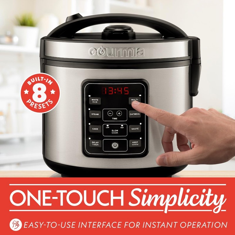 Gourmia Rice Cooker – 5 Qt Capacity, 20 Cup Cooked,