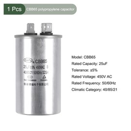 YOKIVE Run Capacitor CBB65, Oval Run Start Capacitor with Terminal Great for HVAC, Air Conditioners, Heat Pumps (Silver, 25uF 25mfd 450V AC 40/85/21)