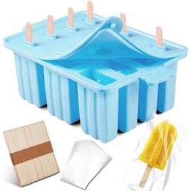Molde de Paletas de Hielo Silicona 12 Cavidades + Embudo – Sin BPA, Reutilizable, Anti-Fugas y Súper Fácil de Desmoldar – Ideal para Helados Caseros, Jugos y Yogur – Azul