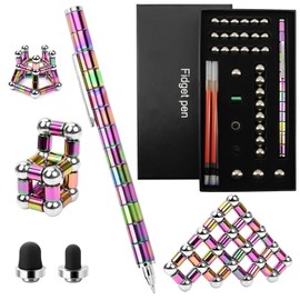 Scettar Fidget Pen, Writing Magnetic Pen Fidget Toys, Cool Pens Suitable for Teenage Boys as Presents, Funny Pens for Men and Women to Relieve Stress and Anxiety (Rainbow)